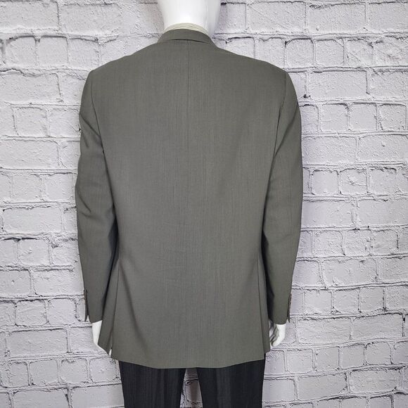 Bernini Sage Three Button Wool High Twist Zignone blazer, Men's 44R - Picture 5 of 15